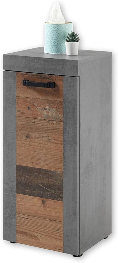 INDIANA Badezimmer Kommode in Old Wood Optik, Betonoxid - Badezimmerschrank Bad Schrank mit viel Stauraum - 36 x 80 x 31 cm (B/H/T) Bild 1