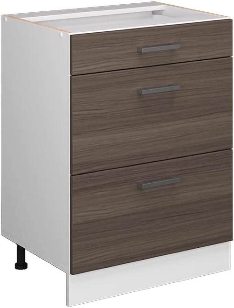 Vicco Küchenunterschrank R-Line, Grau/Weiß, 60 cm mit Schubladen, AP Anthrazit Bild 1