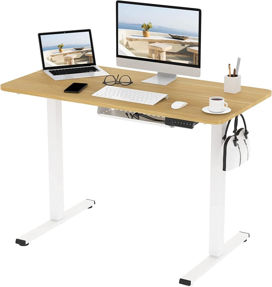 Flexispot Basic Plus Elektrisch Höhenverstellbarer Schreibtisch mit Ladebuchsen mit Tischplatte 2-Fach-Teleskop, Sitz- & Stehpult mit Memory-Steuerung Bild 1