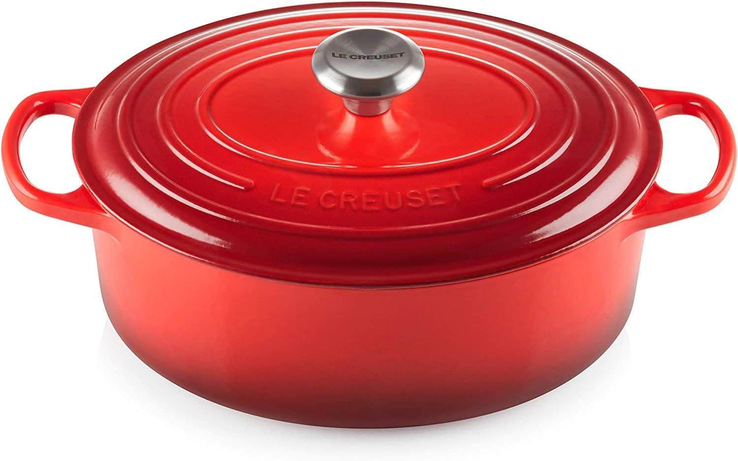 Le Creuset Signature Gusseisen-Bräter mit Deckel, Ø 35 cm, Oval, Für alle Herdarten und Induktion geeignet, Volumen: 8,9 l, 7,375 kg, Kirschrot, 21178350602430 Bild 1