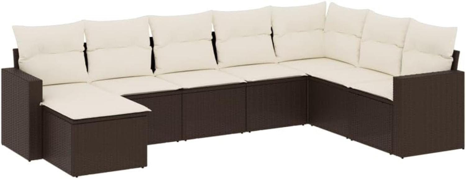 vidaXL 8-tlg. Garten-Sofagarnitur mit Kissen Braun Poly Rattan Bild 1