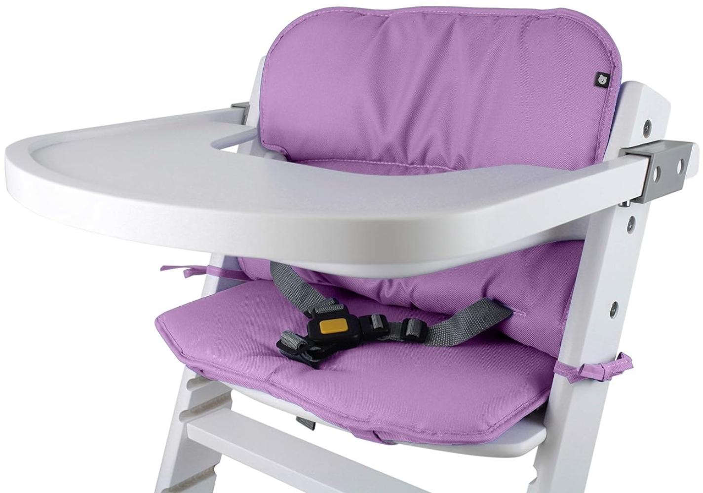 Tinydo® Universal Hochstuhl-Sitzkissen optimal für Timba Safety 1st. und alle gängigen Treppenhochstühle - 2teilg. Set mit Memory-Schaum Sitzverkleinerer-Auflage für Babystühle rutschfest (Violett) Bild 1