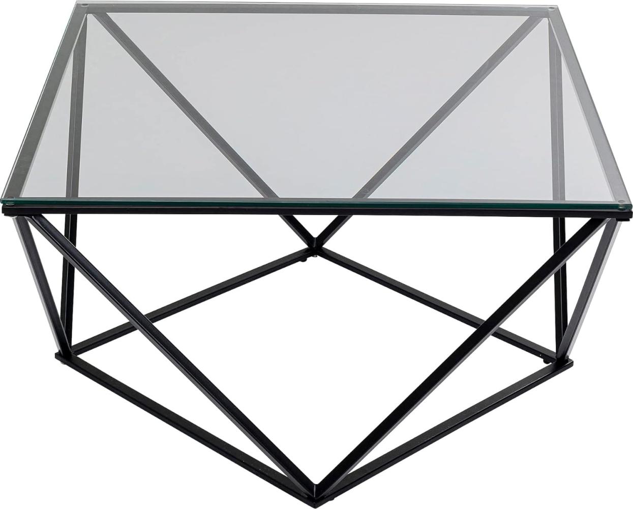 Kare Design Couchtisch Cristallo Schwarz, quadratisch, 80x80cm, Beistelltisch, Glasplatte, Ablage, hochwertig Bild 1