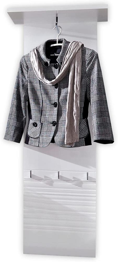 LIFE Garderobenleiste, weiss hochglanz - Moderne Hutablage & zuverlässige Wandhaken für Jacken & Taschen - 50 x 150 x 29 cm (B/H/T) Bild 1