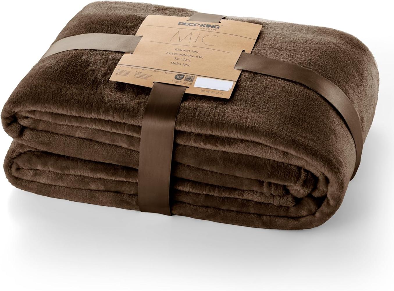 DecoKing Kuscheldecke 200x220 cm braun Decke Microfaser Tagesdecke Fleece weich sanft kuschelig Schoko Brown Chocolate Mic Bild 1