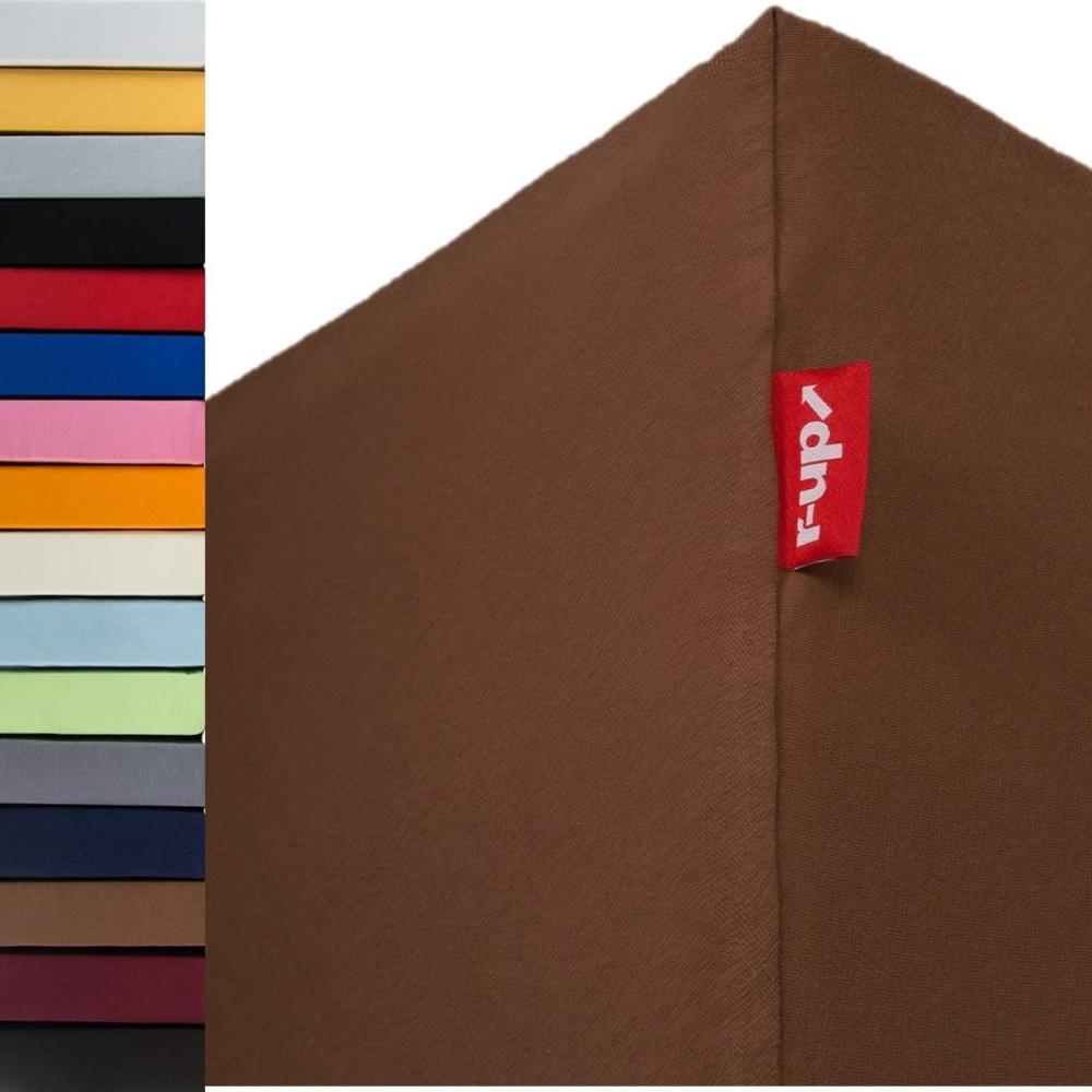 r-up Passt Spannbettlaken 140x200-160x200 bis 35cm Höhe viele Farben 100% Baumwolle 130g/m² Oeko-Tex stressfrei auch für hohe Matratzen (braun) Bild 1