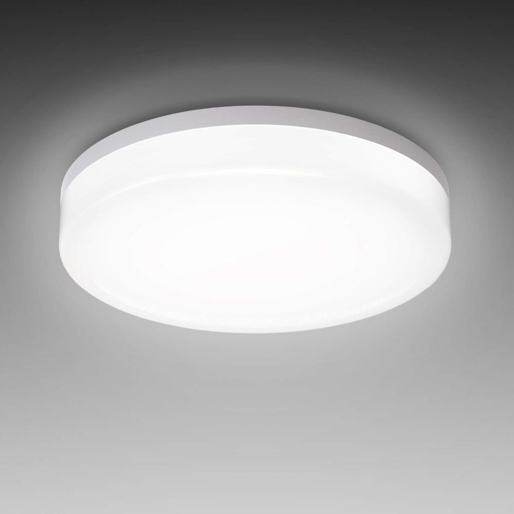 B. K. Licht - Deckenlampe für das Bad mit neutralweißer Lichtfarbe, IP54, 13 Watt, 1600 Lumen, LED Deckenleuchte, LED Lampe, Badlampe, Badezimmerlampe, Küchenlampe, Feuchtraumleuchte, 22x5,4 cm, Weiß Bild 1