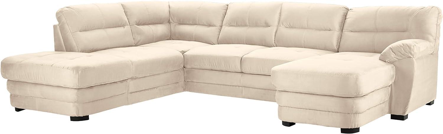 Mivano Wohnlandschaft Royale, Zeitloses U-Form-Sofa mit hohen Rückenlehnen, 316 x 90 x 230, Mikrofaser, beige Bild 1
