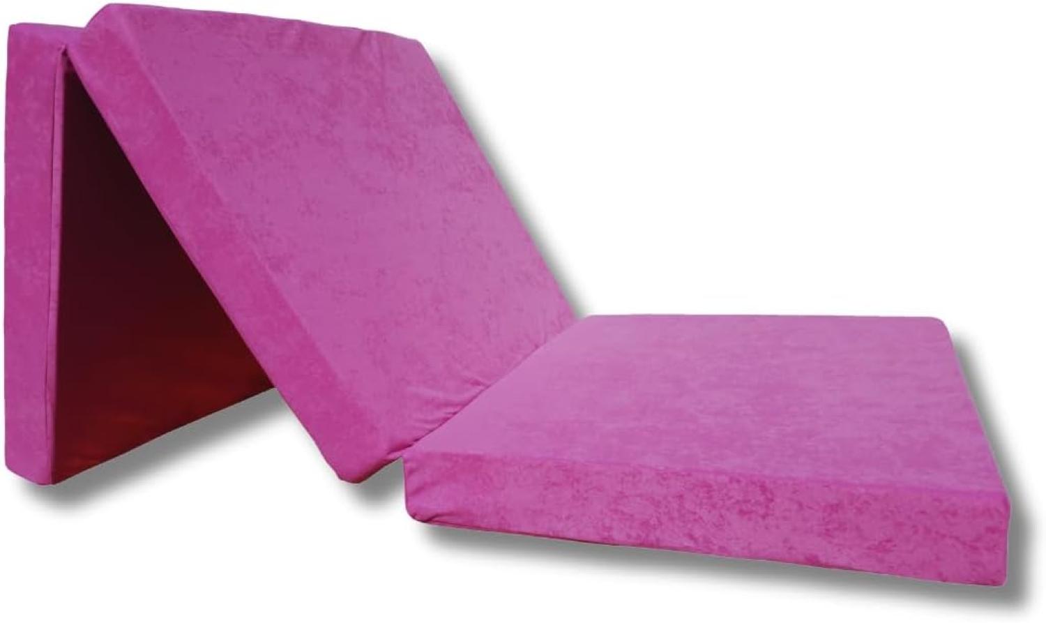 Natalia Spzoo – gemütliche Faltmatratze für einen erholsamen Schlaf – Klappmatratze mit Schaumstoffkern & abnehmbarem Bezug – 3-teilige klappbare Schlafmatte 195 x 65 x 8 cm (Pink 1227) Bild 1