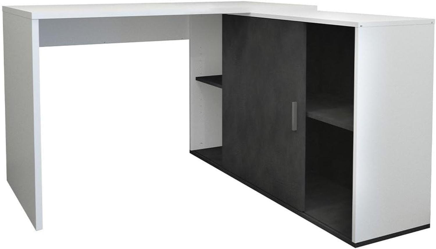 FMD Möbel - VALLEY - Schreibtisch - melaminharzbeschichtete Spanplatte - weiß Perl / Matera - 118 x 75 x 124,5cm Bild 1