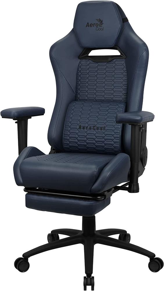 Aerocool ROYALNAVYBL, Premium ergonomischer Gaming-Stuhl, Bein, Kunstleder, blau Bild 1