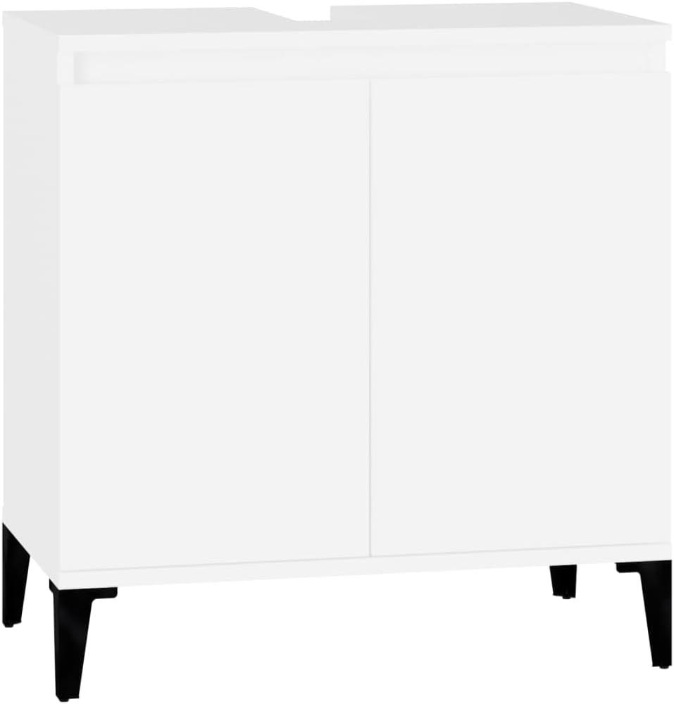 Waschbeckenunterschrank Weiß 58x33x60 cm Holzwerkstoff 821260 Bild 1