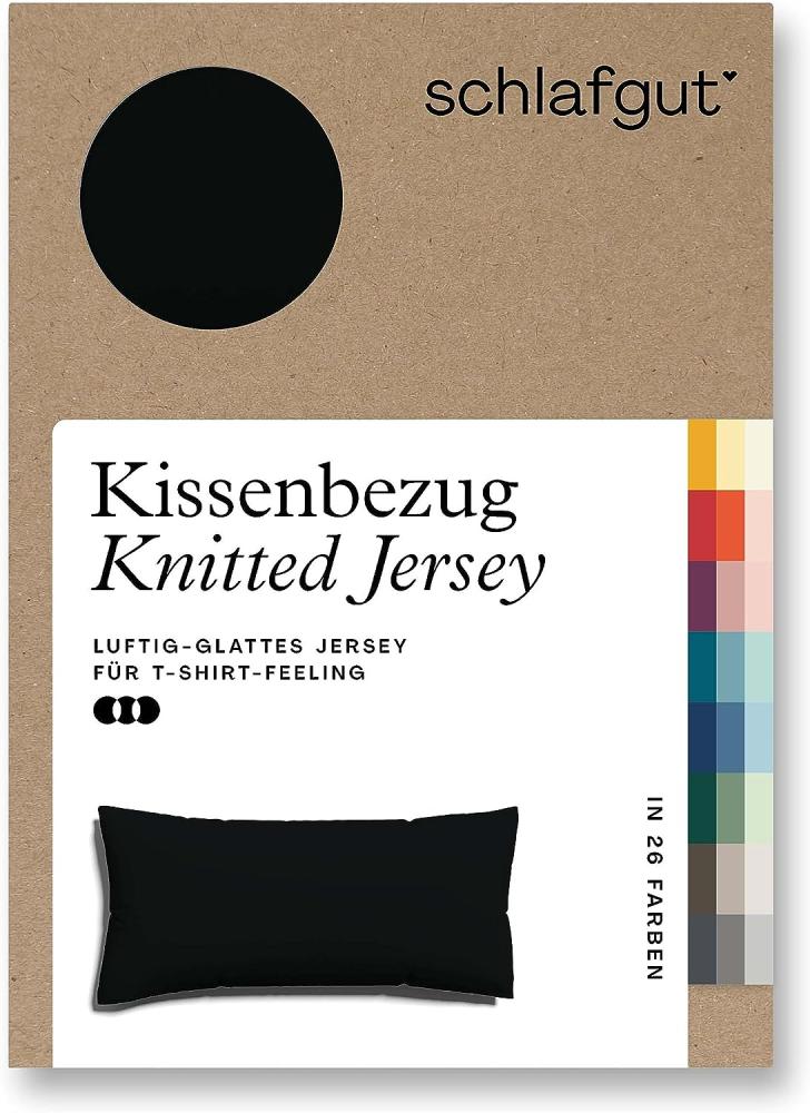 Schlafgut Knitted Jersey Bettwäsche | Kissenbezug einzeln 40x80 cm | off-black Bild 1