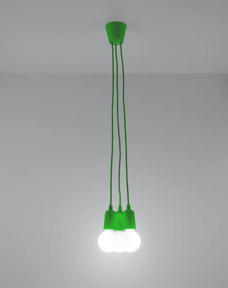 Pendelleuchte, Grün, PVC, 3-flammig, H 90 cm Bild 1