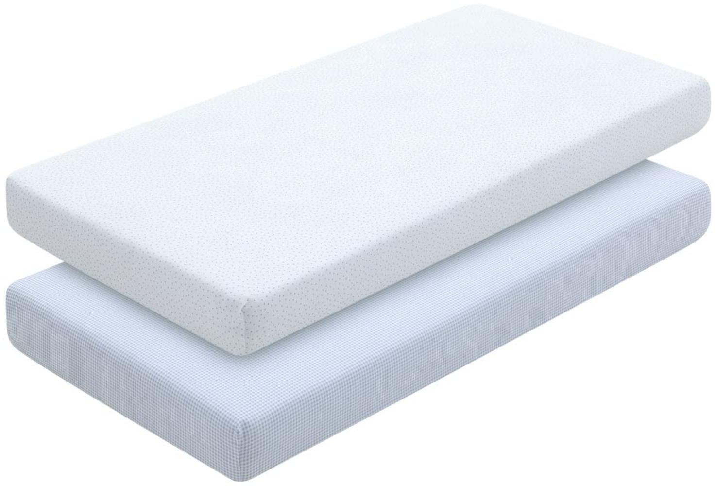Cambrass - 2 Fitted Sheet - Cot 60 60x120x17 Cm Vichy10 Blue Bild 1