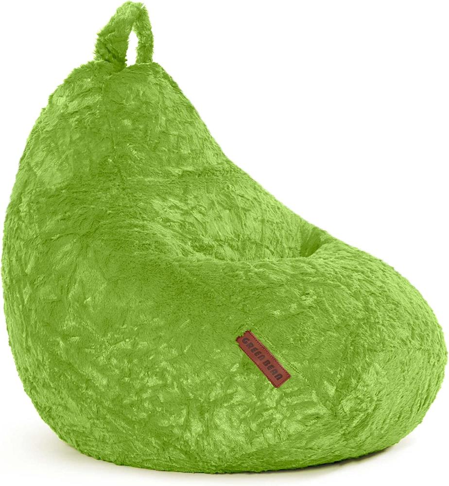 Green Bean© Plüsch Sitzsack 60x45x45cm - Indoor Sitzkissen mit 120L EPS Perlen Füllung waschbar - Bean Bag Lounge Chair Sitzhocker - Grün Bild 1