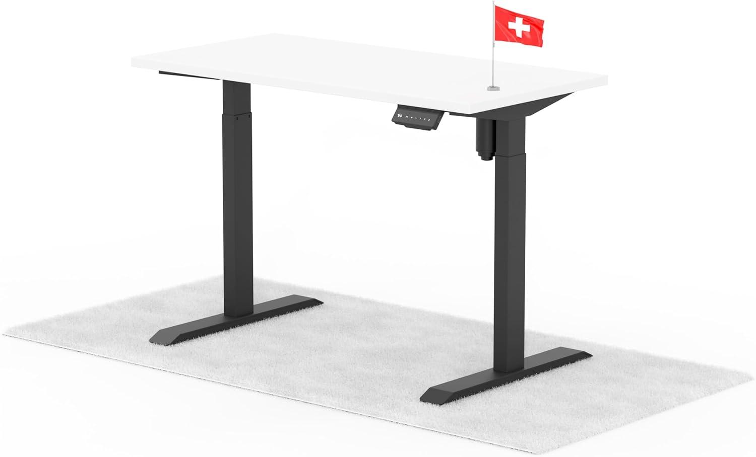 elektrisch höhenverstellbarer Schreibtisch ECO 120 x 60 cm - Gestell Schwarz, Platte Weiss Bild 1