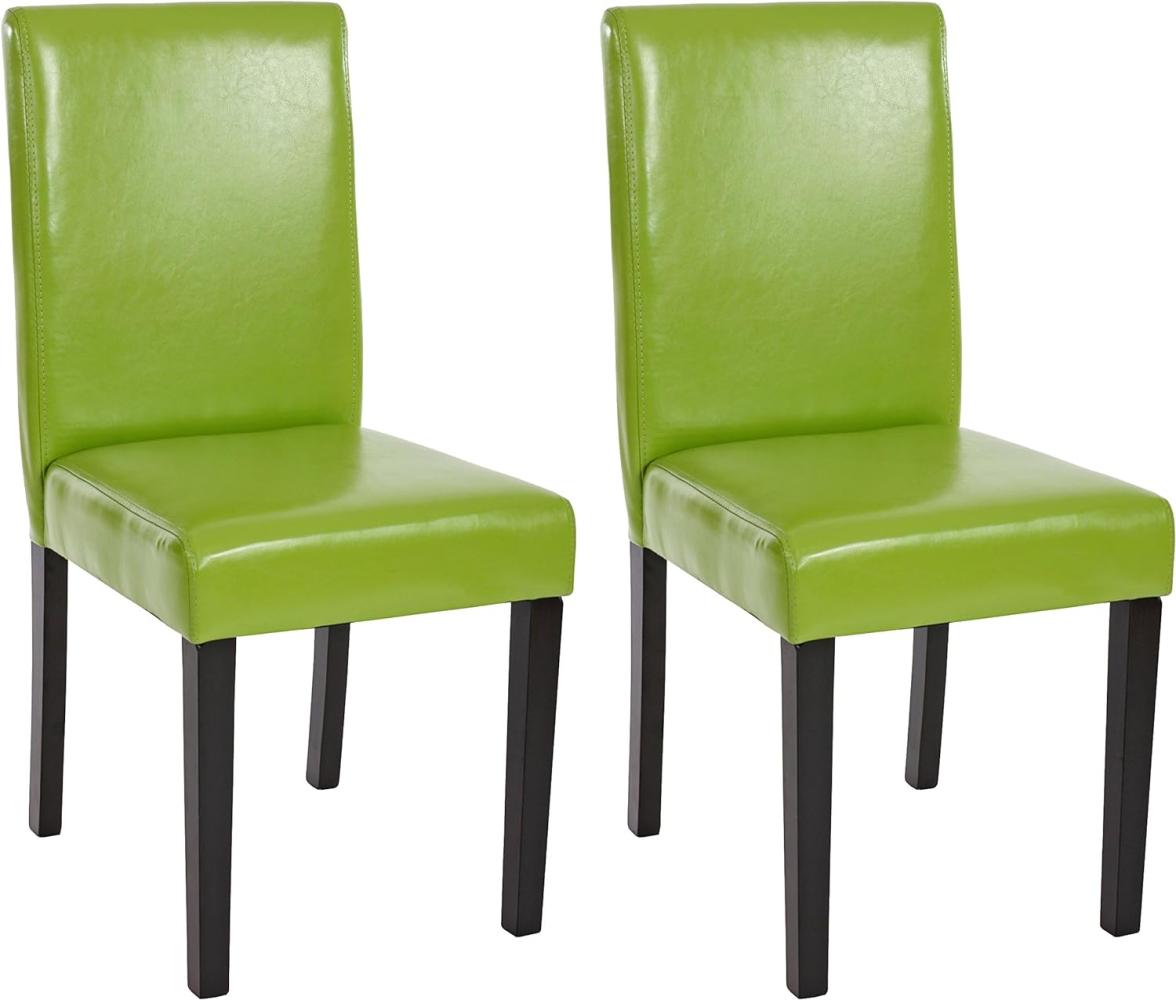2er-Set Esszimmerstuhl Stuhl Küchenstuhl Littau ~ Kunstleder, grün, dunkle Beine Bild 1