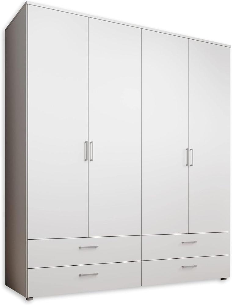 SPAZIO Kleiderschrank in Weiß - Vielseitiger Drehtürenschrank 4-türig für Ihr Schlafzimmer - 184 x 199 x 48 cm (B/H/T) Bild 1
