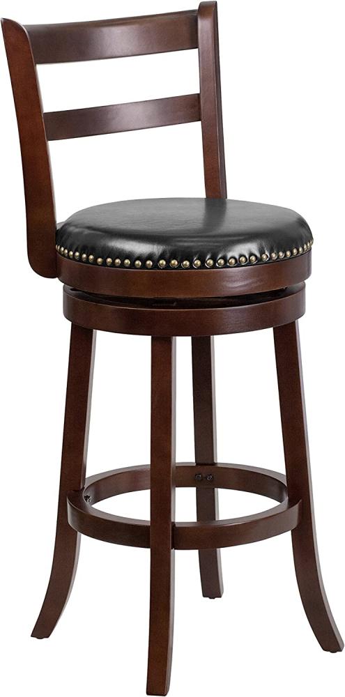 Flash Furniture Barhocker aus Cappuccino-Holz, mit Einer Leiter aus einem Lattenrost und schwarzem Leder, 76,2 cm hoch Bild 1