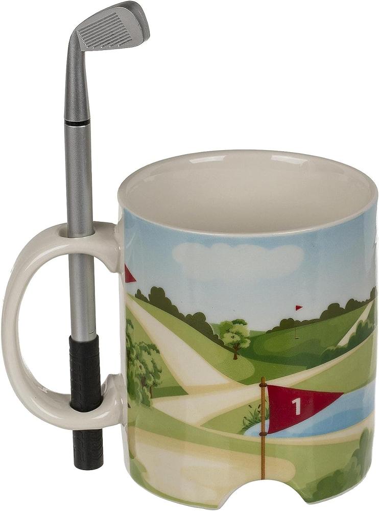 Kaffeetasse Golfplatz ca. 10 x 8 cm mit Zubehör Tischgolf Tasse aus Steingut Bild 1