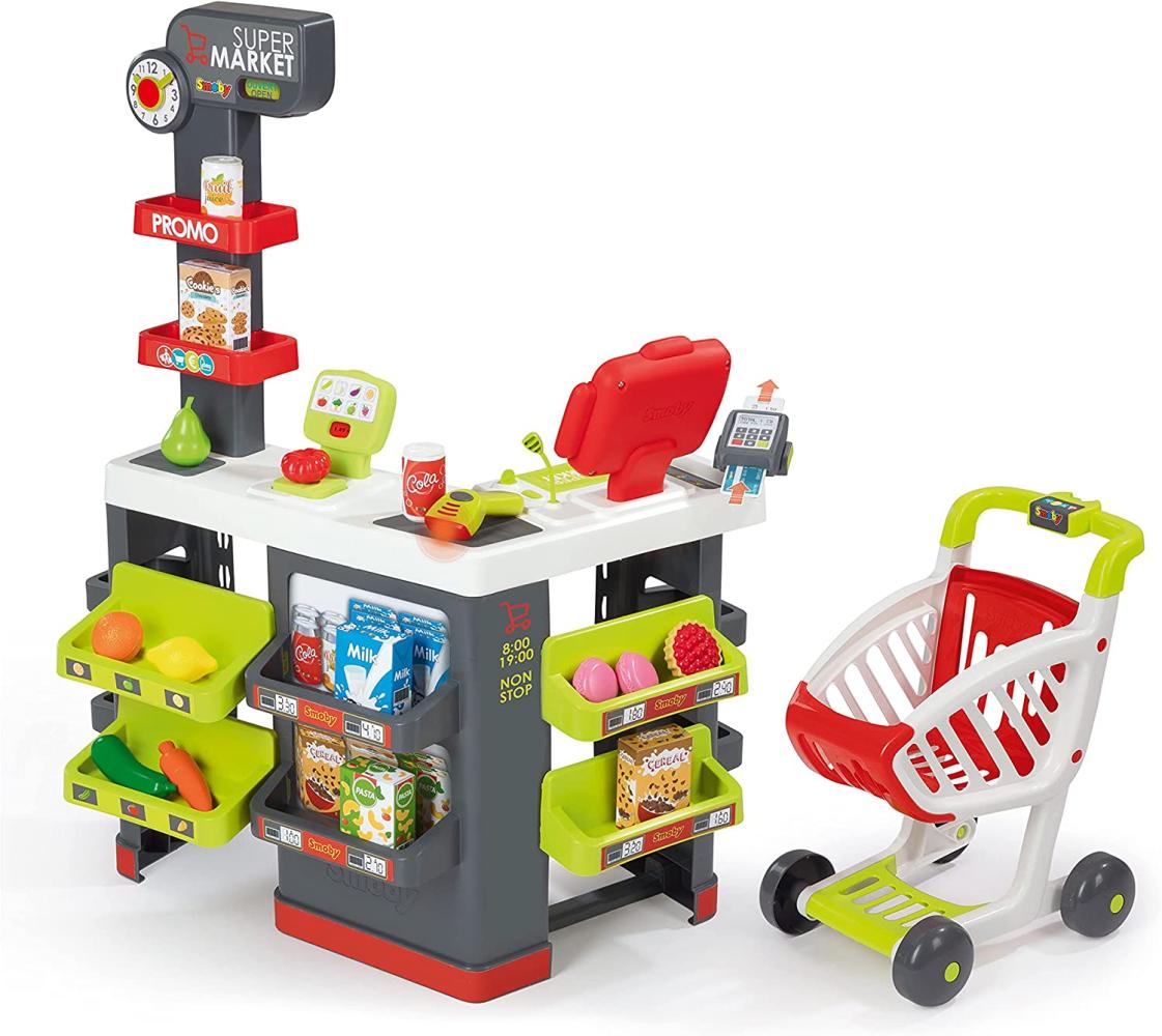 Smoby - Supermarkt mit Einkaufswagen - Spielsupermarkt mit Licht, Sound und Elektronischen Funktionen, für Kinder ab 3 Jahren Bild 1
