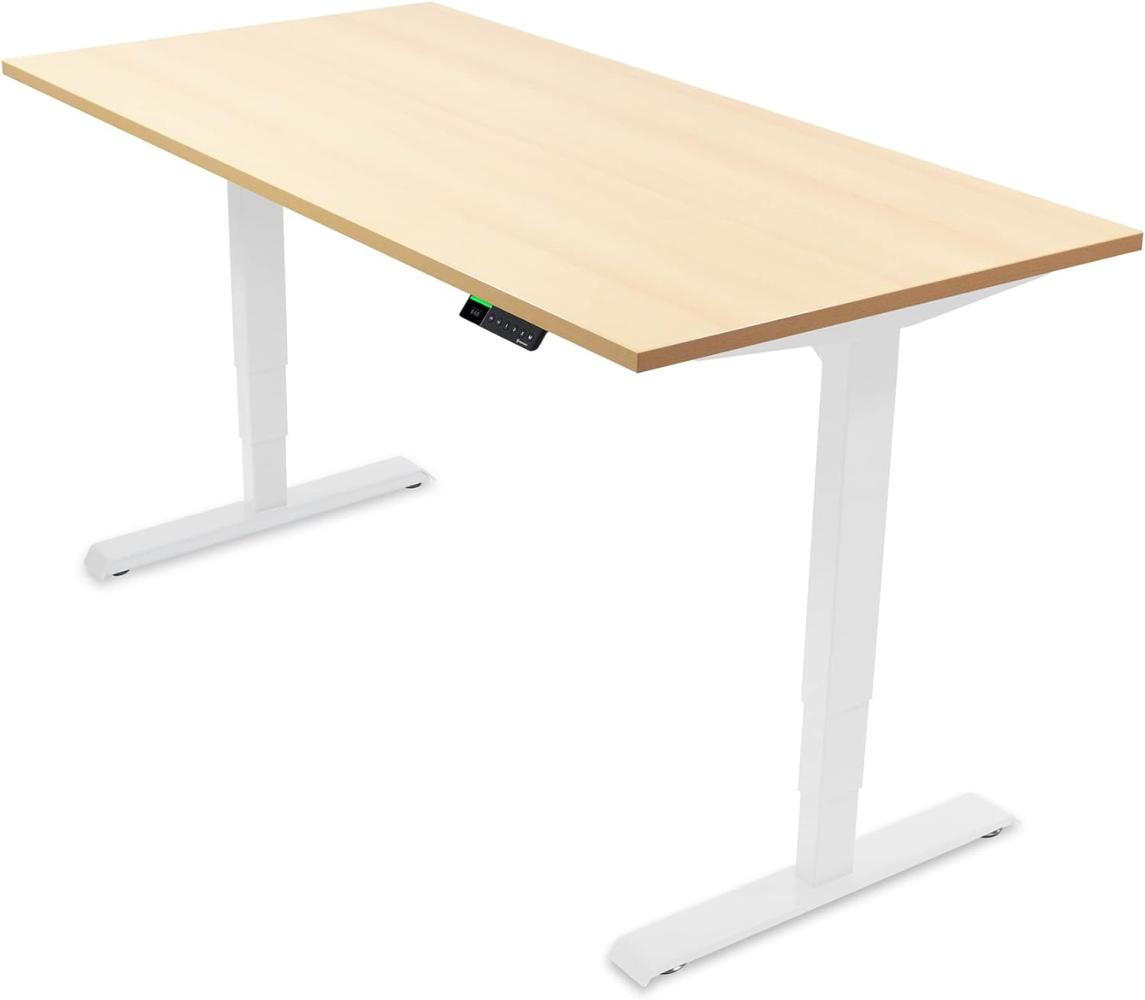 Desktopia Pro X - Elektrisch höhenverstellbarer Schreibtisch / Ergonomischer Tisch mit Memory-Funktion, 7 Jahre Garantie - (Ahorn, 120x80 cm, Gestell Weiß) Bild 1