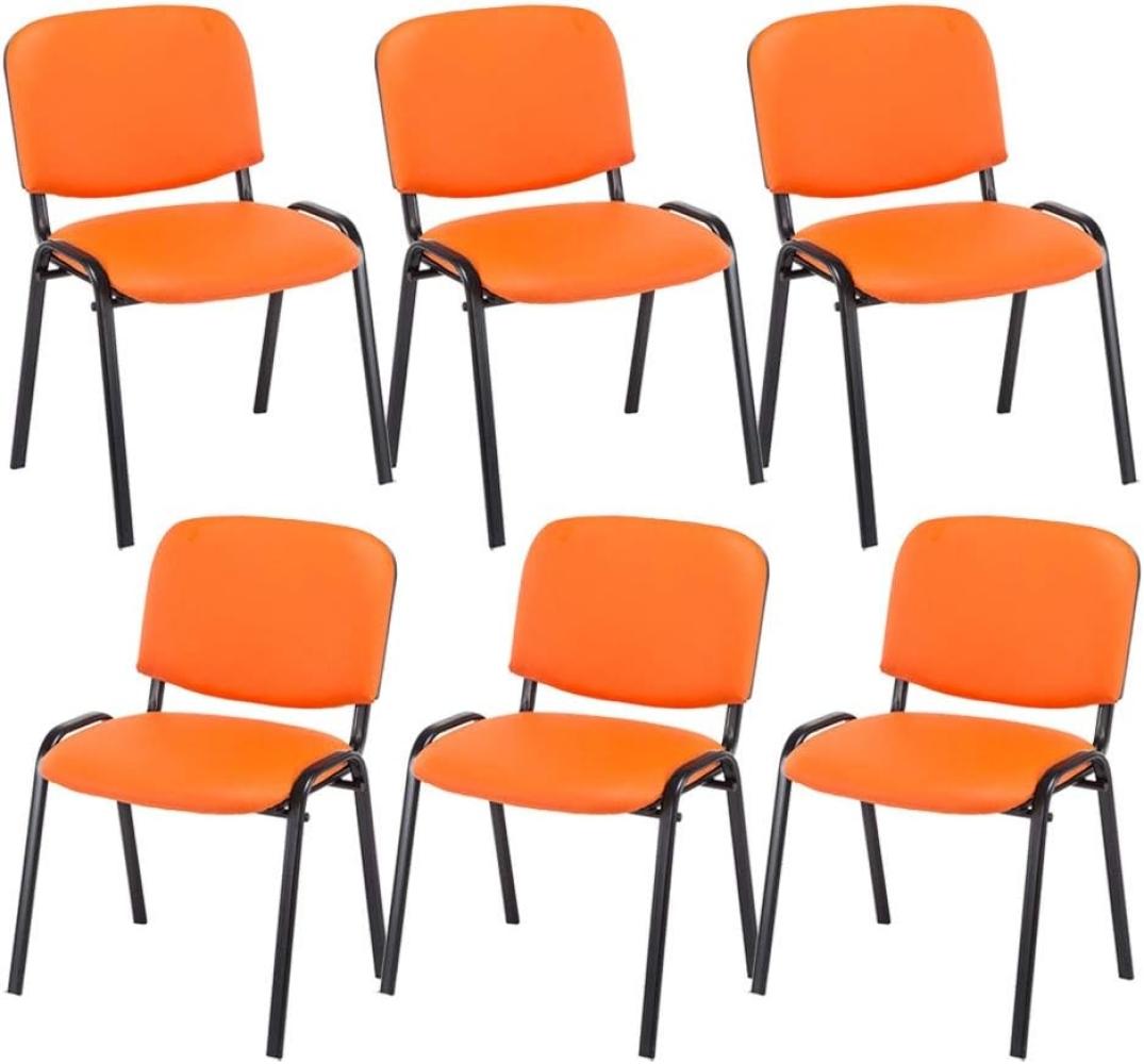 CLP 6er Set Besucherstuhl Ken Kunstleder stapelbar mit einer Sitzhöhe von 44 cm,orange Bild 1