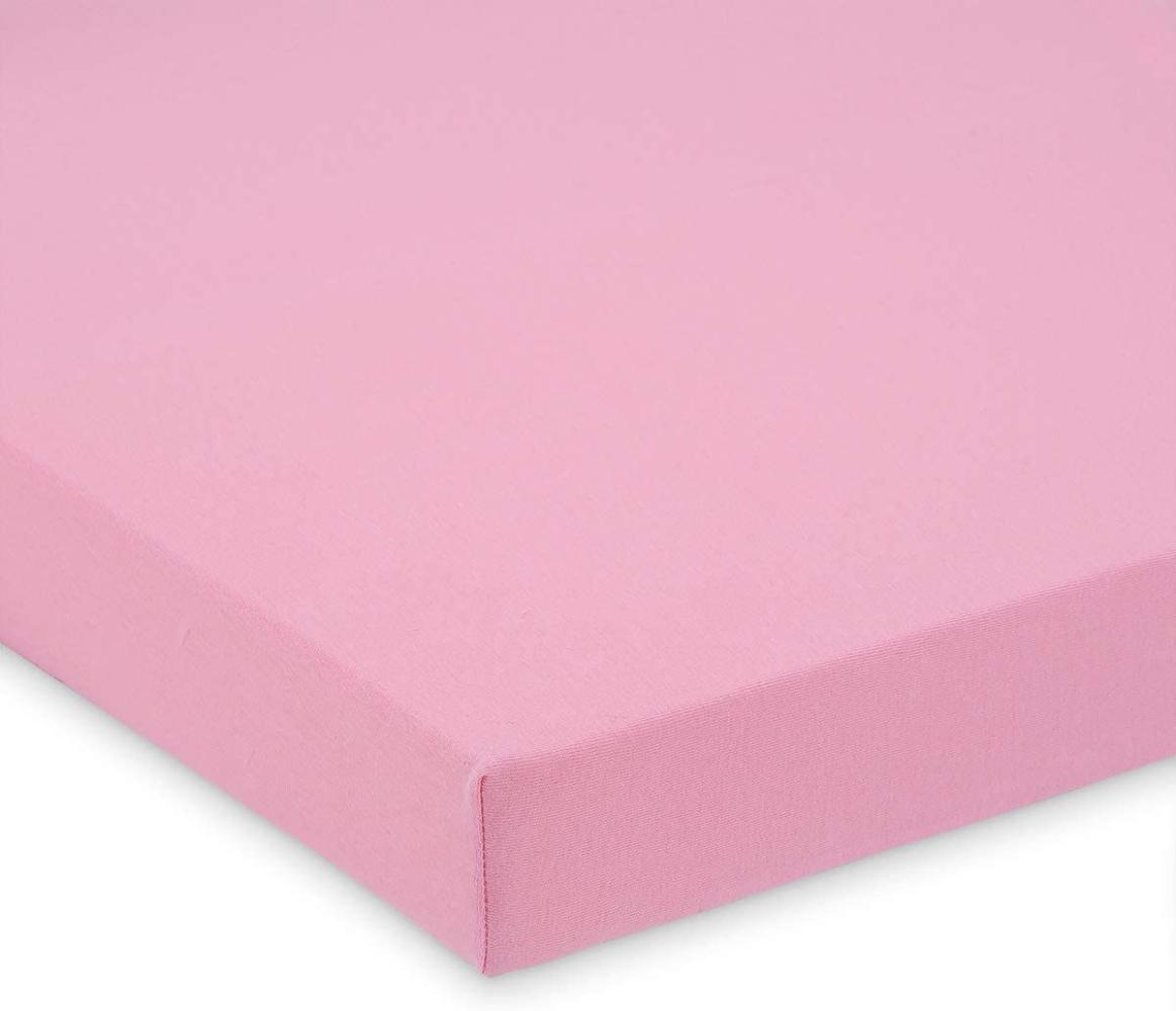 FabiMax BIO-Baumwolle Jersey Spannbettlaken für Laufgitter 100x100 cm, rosa Bild 1