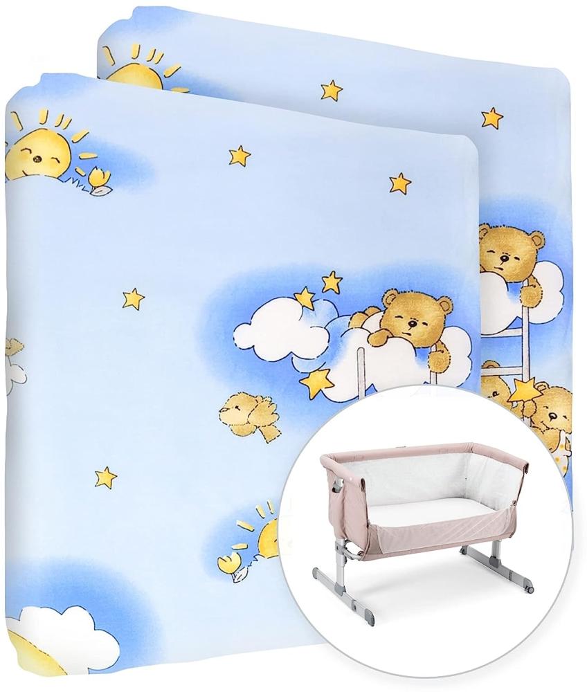 Baby Comfort Spannbetttuch für Kinderbett, 100 % Baumwolle, für 83 x 50 cm, Blau Bild 1