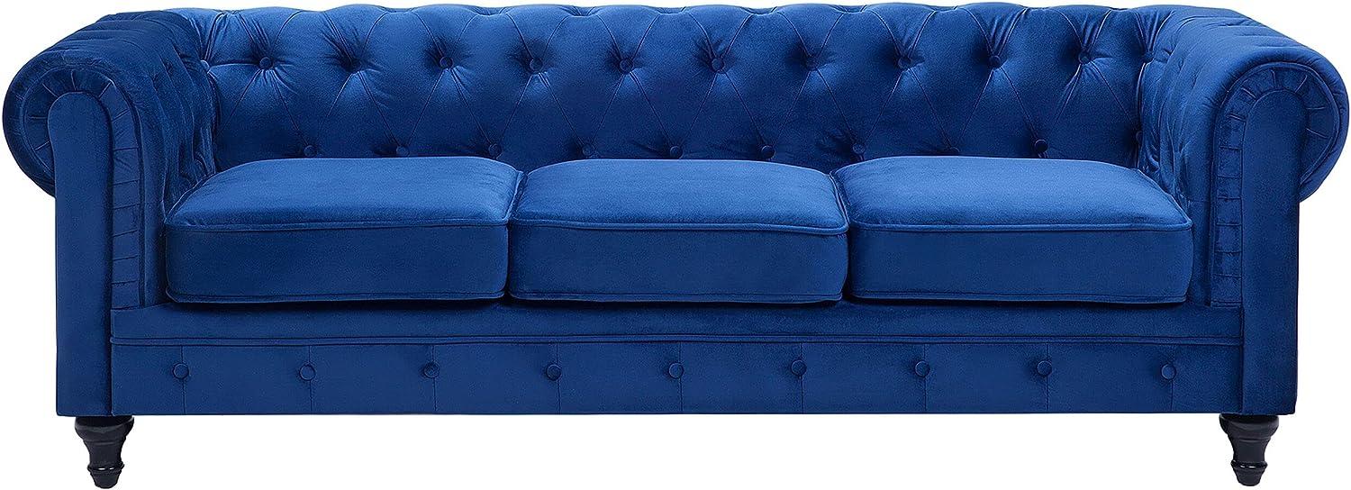 3-Sitzer Sofa Samtstoff kobaltblau CHESTERFIELD Bild 1