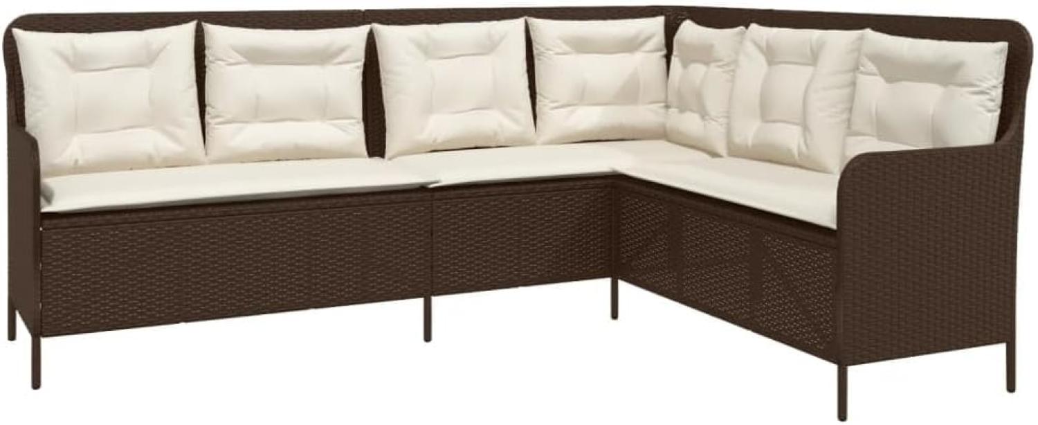 Gartensofa in L-Form mit Kissen Braun Poly Rattan 369001 Bild 1