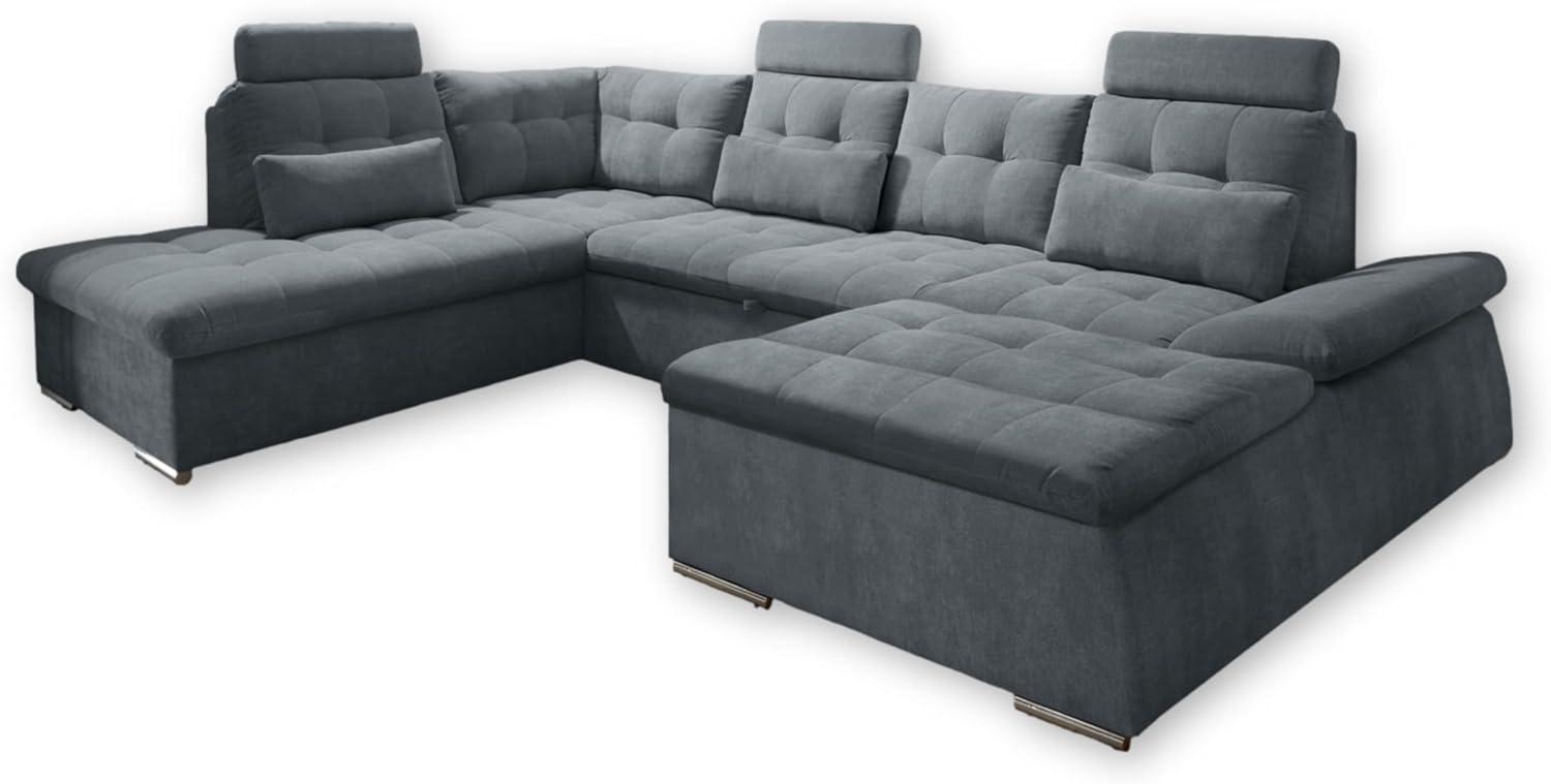 Couch NALO Sofa Schlafcouch Wohnlandschaft Bettsofa anthrazit U-Form links Bild 1