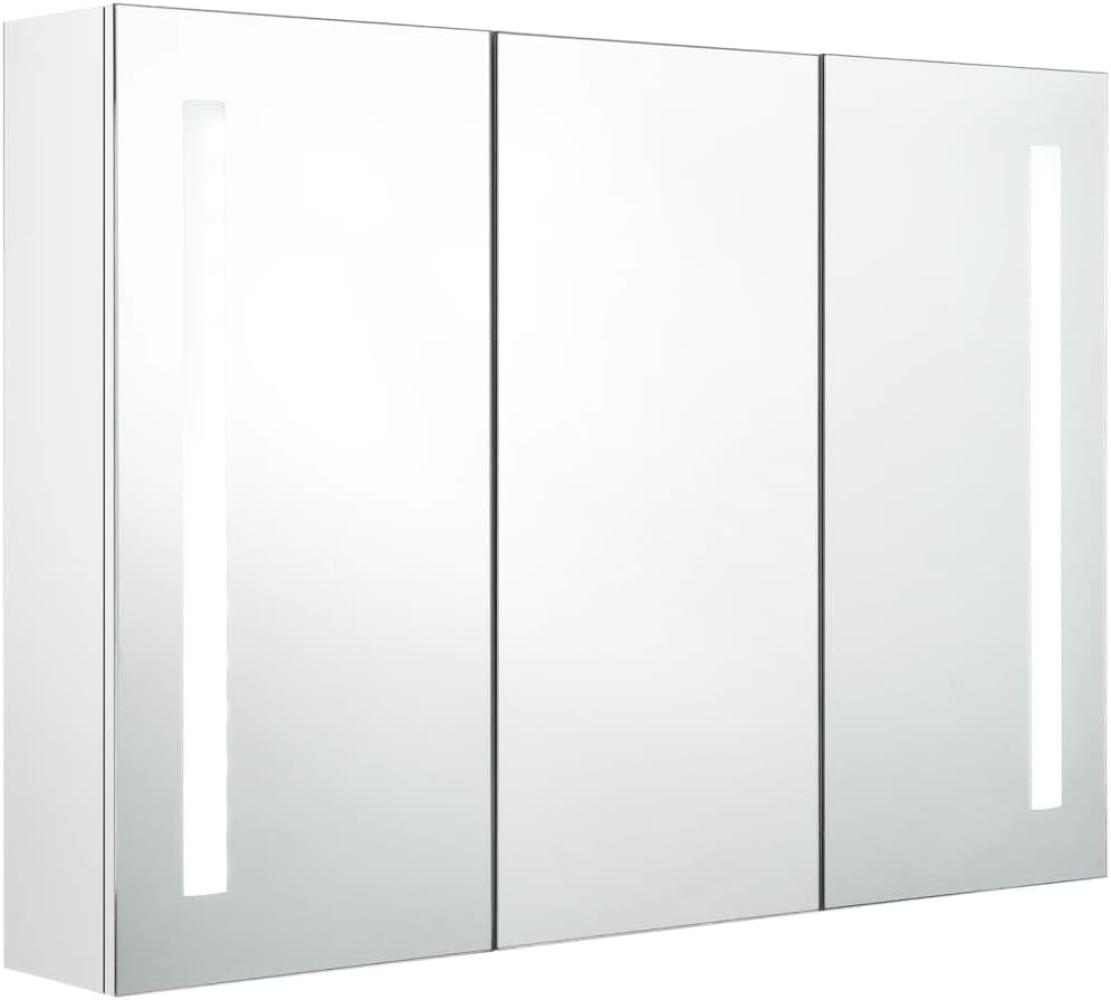 LED-Bad-Spiegelschrank 89x14x62 cm Glänzendes Weiß Bild 1