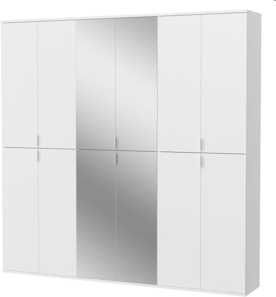 Garderobenschrank mit Spiegel SystemX in weiß Hochglanz 183 x 193 cm Bild 1