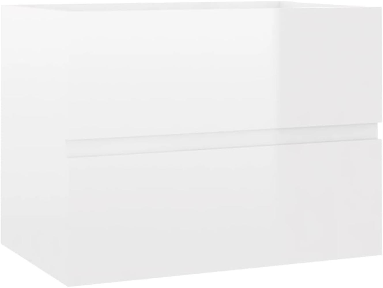 vidaXL Waschbeckenunterschrank Hochglanz-Weiß 60x38,5x45 cm Spanplatte Bild 1