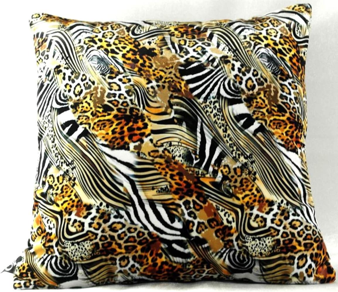 Casa Padrino Luxus Deko Kissen Nevada Leopard / Zebra 45 x 45 cm - Feinster Samtstoff - Wohnzimmer Kissen Bild 1