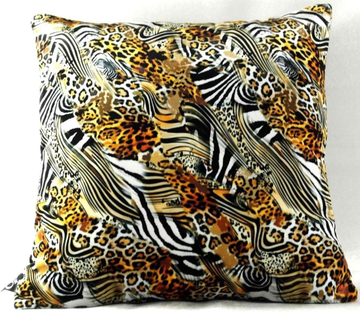 Casa Padrino Luxus Deko Kissen Nevada Leopard / Zebra 45 x 45 cm - Feinster Samtstoff - Wohnzimmer Kissen Bild 1