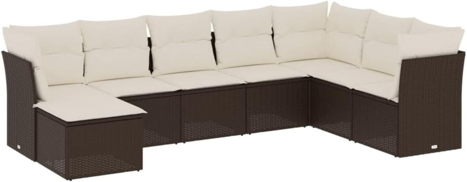 vidaXL 8-tlg. Garten-Sofagarnitur mit Kissen Braun Poly Rattan Bild 1