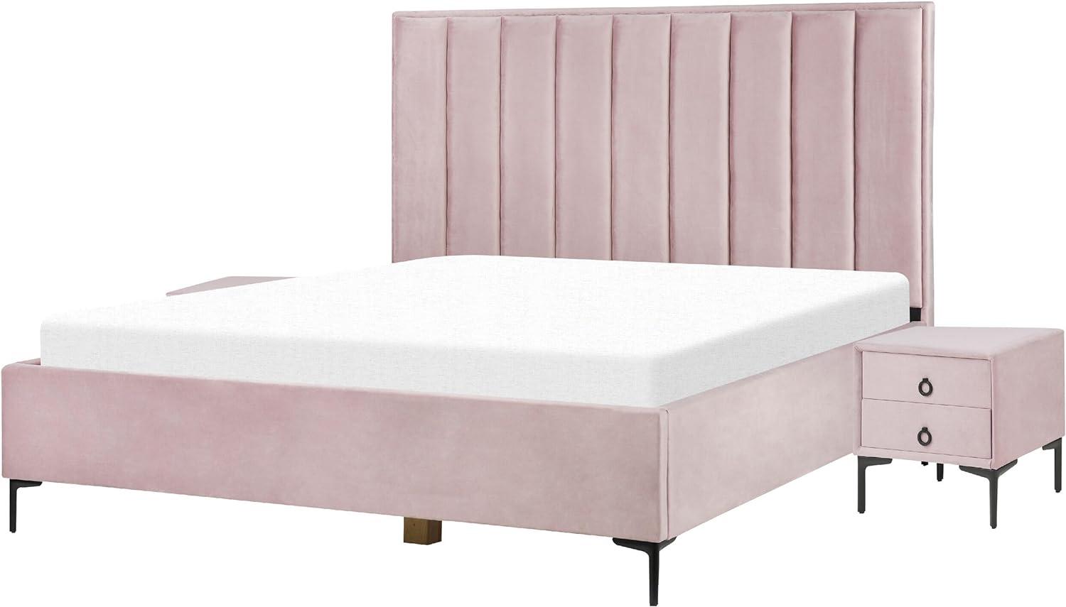 Schlafzimmer komplett Set 3-teilig rosa 180 x 200 cm SEZANNE Bild 1