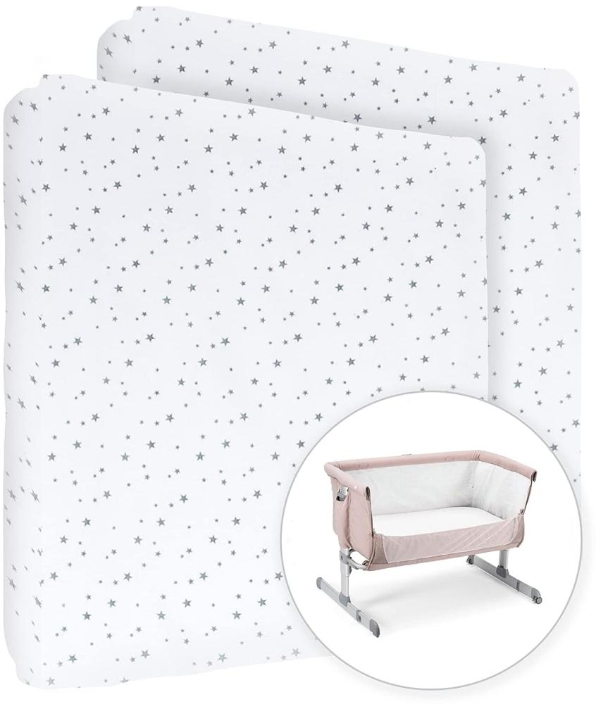 Baby Comfort Spannbetttuch für Kinderbett, 100 % Baumwolle, für 83 x 50 cm, kleine Sterne, 2 Stück Bild 1