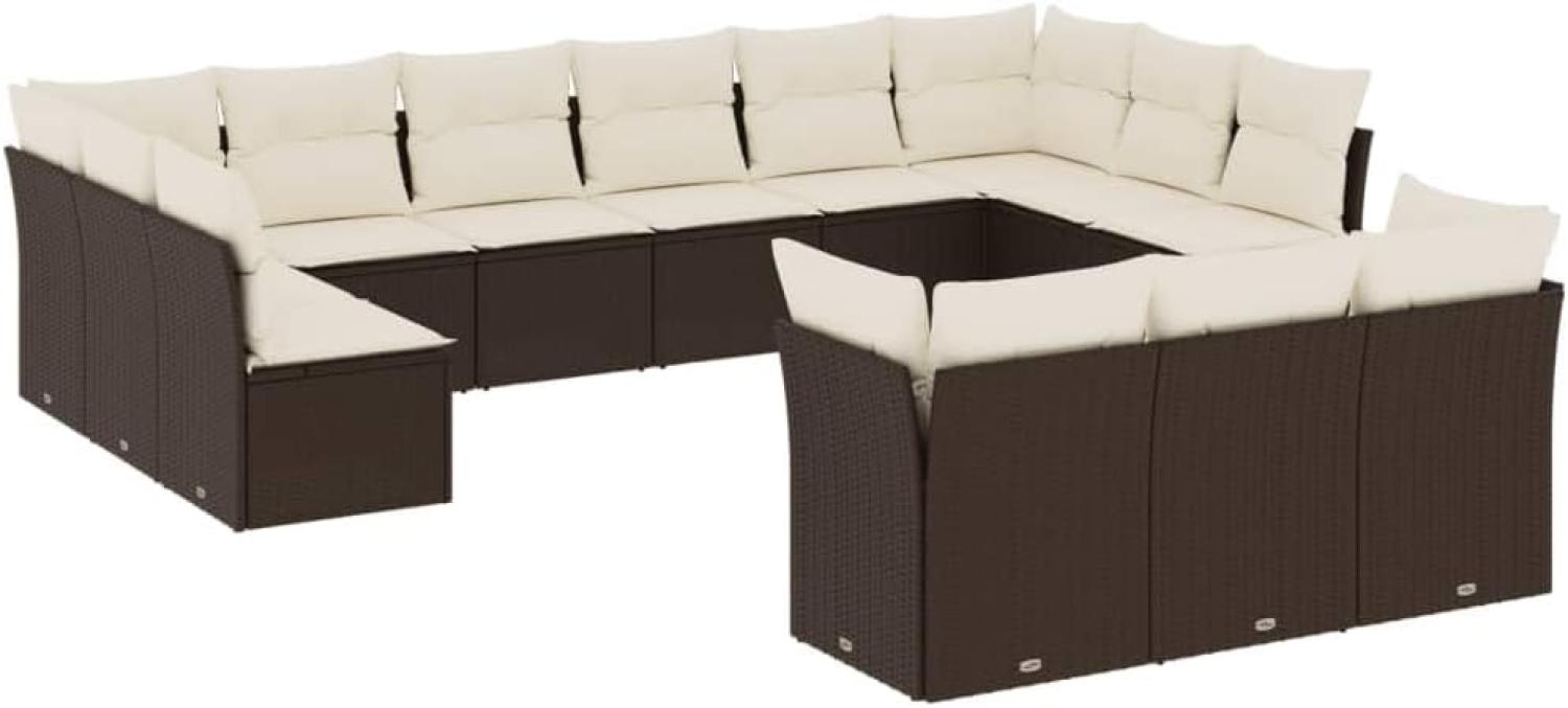 vidaXL 13-tlg. Garten-Sofagarnitur mit Kissen Braun Poly Rattan Bild 1