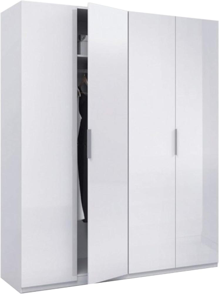 Habitdesign Schrank mit 4 Türen, Maße 200 cm (Höhe) x 180 cm (Breite) x 52 cm (Tiefe), Holzwerkstoff, Glänzend Weiß, 200 x 180 x 52 cm Bild 1