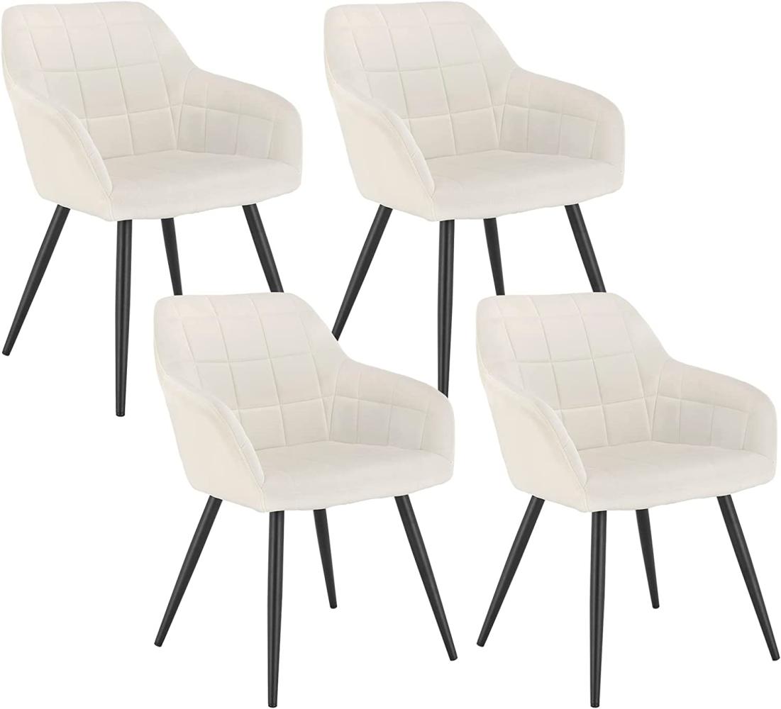 WOLTU 4 x Esszimmerstühle 4er Set Esszimmerstuhl Küchenstuhl Polsterstuhl Design Stuhl mit Armlehne, mit Sitzfläche aus Samt, Gestell aus Metall, Cremeweiß, BH93cm-4 Bild 1