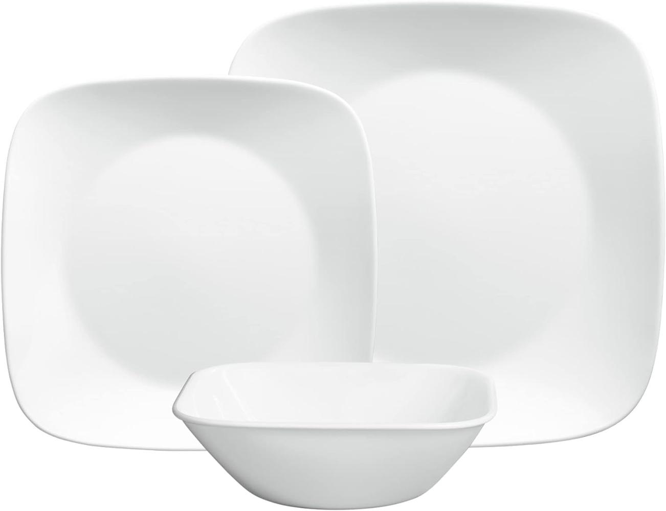 Corelle Glas Geschirr Set weiß - elegantes & langlebiges Design, 12-teilig Bild 1