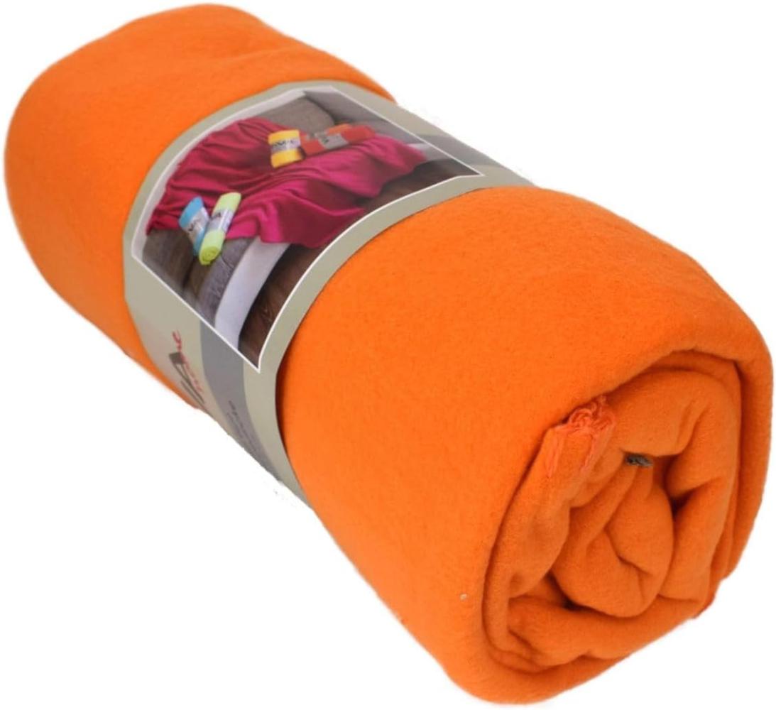 Fleecedecke Polarfleece versch. Unifarben 130x170cm Wohndecke Schlafdecke Decke orange Bild 1