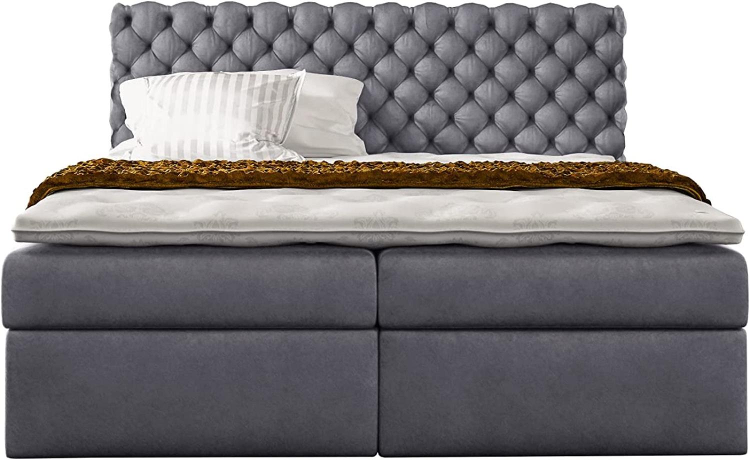 Stylefy 'Alviero' Boxspringbett Velours Jasmine Dunkelgrau 160 x 200 cm Bild 1