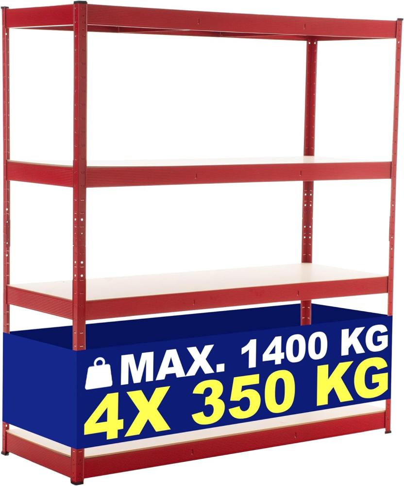 Lagerregal 160x60x180 cm (Farbe: rot) Bild 1