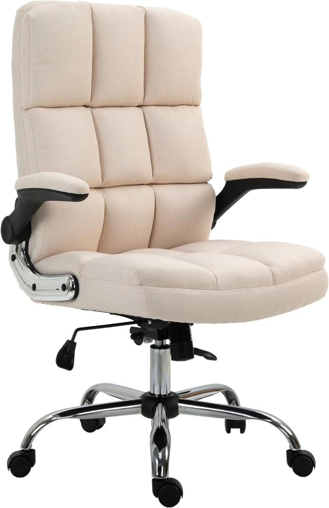 Bürostuhl HWC-J21, Chefsessel Drehstuhl Schreibtischstuhl, höhenverstellbar ~ Stoff/Textil creme-beige Bild 1