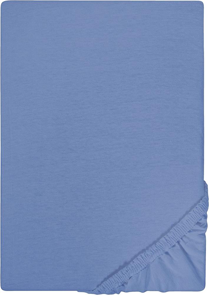 Biberna Jersey-Stretch Spannbettlaken Spannbetttuch 90x200 cm - 100x200 cm Ozeanblau Bild 1